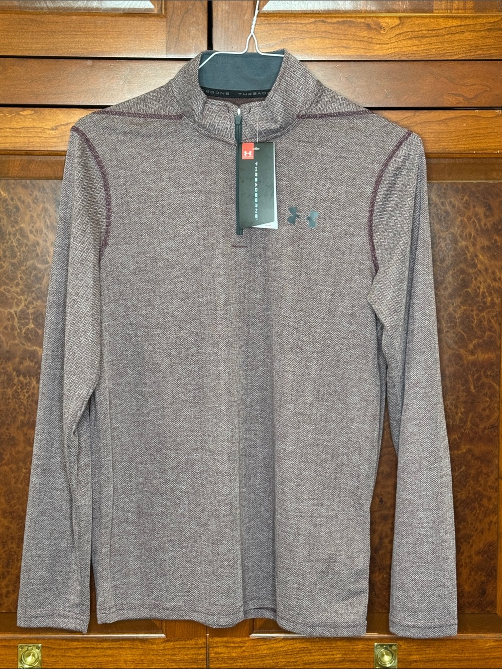Under Armour threadborne Men's S herringbone Burgundy 1/4 Zip Pullover NWT